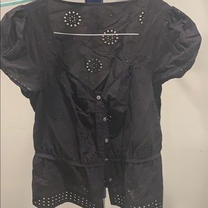 Juicy Couture embroidered top with puffy sleeves